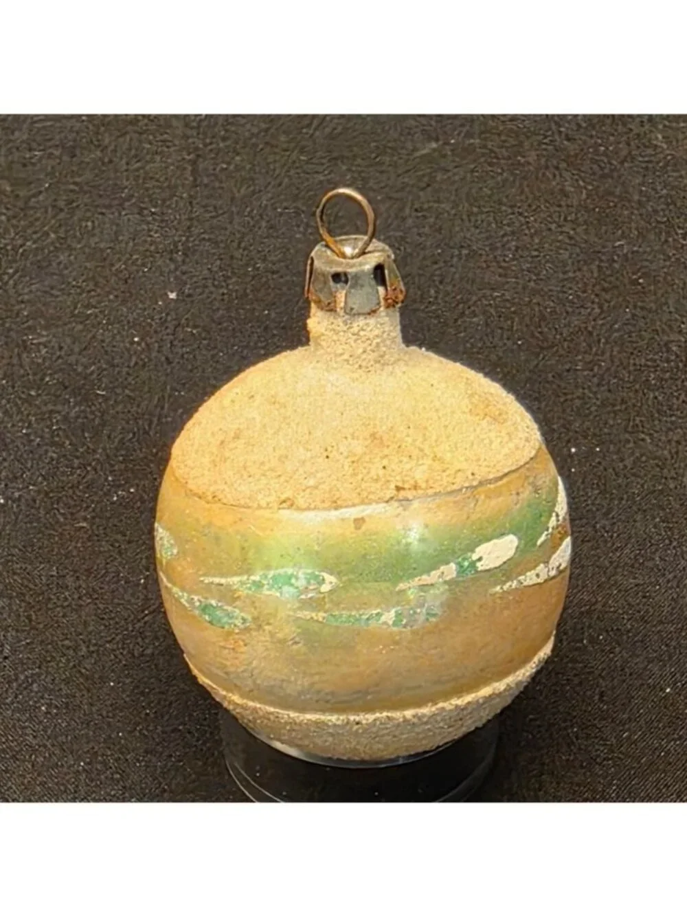 Vintage MCM Mercury Glass w Mica Indented Reflector Christmas Ornament